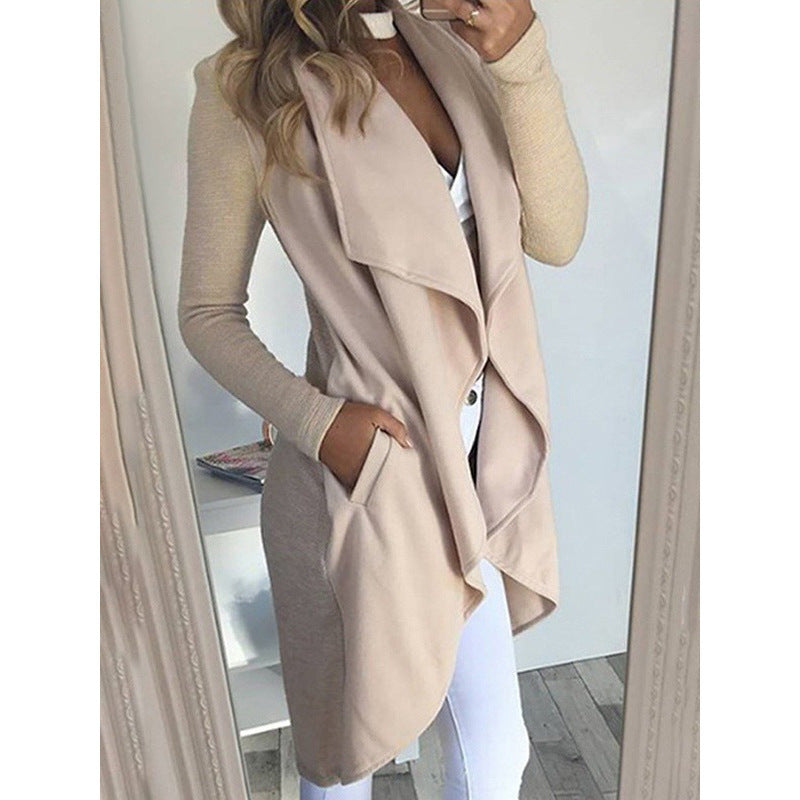 Plus Size Women's Trench Coat | Solid Color Polo Collar Slim Fit