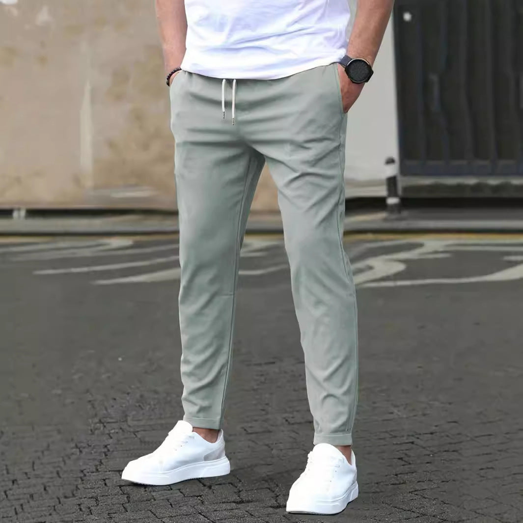 Men's Slim Fit Cropped Pants | Casual Straight Leg Ankle Trousers