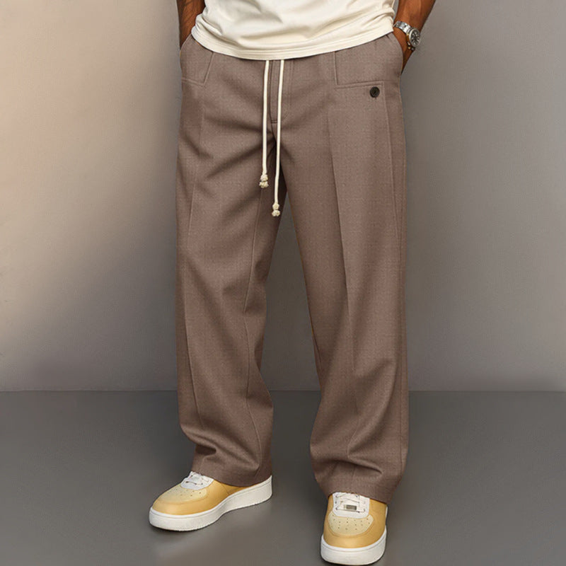 Men's Drawstring Casual Pants - Loose Straight Fit