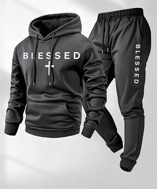 Men's Blessed Graphic Hoodie & Jogger Pants Set - 11 Colors