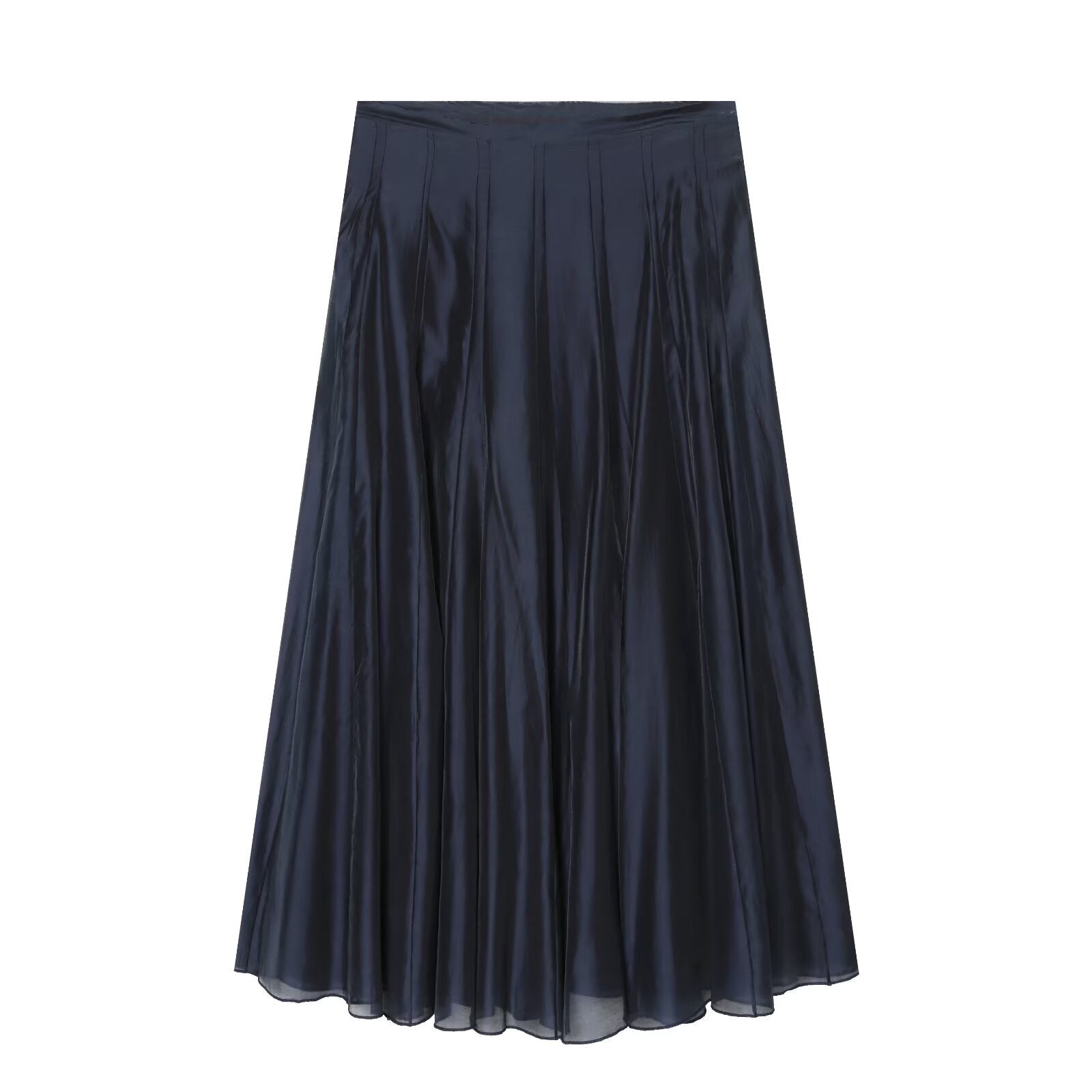 Women's Pleated Midi Skirt - Black & Navy Blue