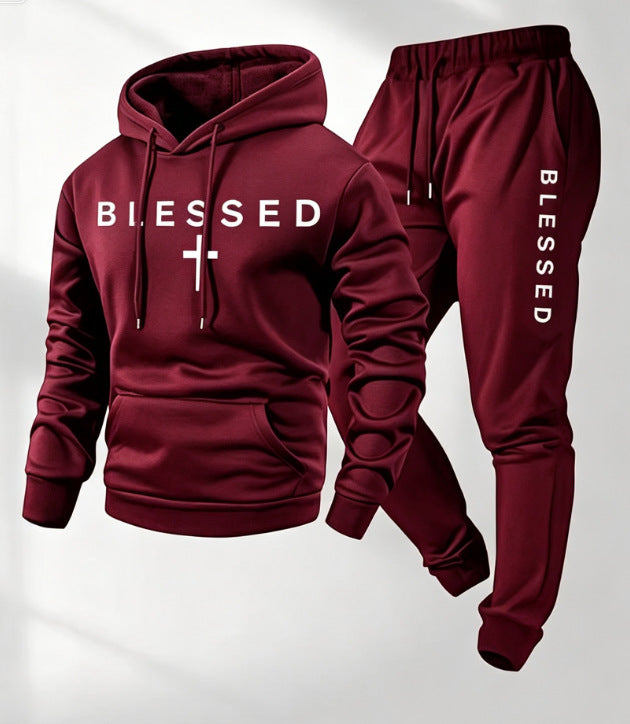 Men's Blessed Graphic Hoodie & Jogger Pants Set - 11 Colors