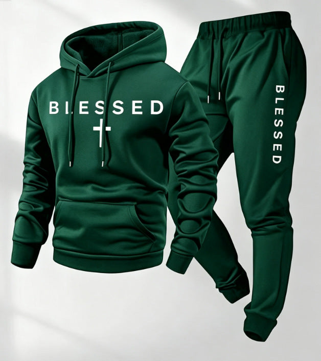 Men's Blessed Graphic Hoodie & Jogger Pants Set - 11 Colors