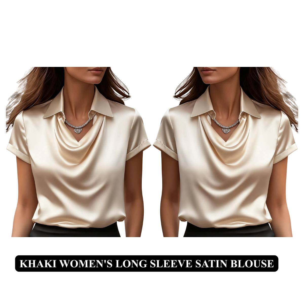 Women's Long Sleeve Satin Blouse – Boat Neck Imitation Silk Top