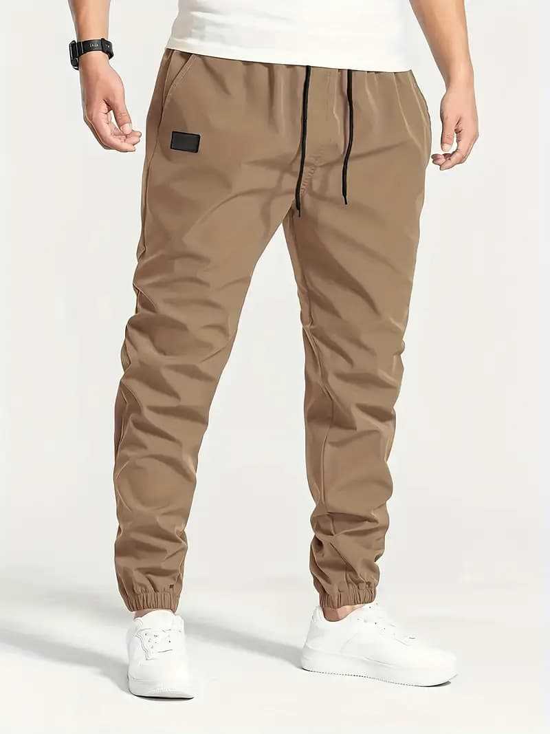 Men's Drawstring Cargo Pants - Tapered Hem, Low Rise