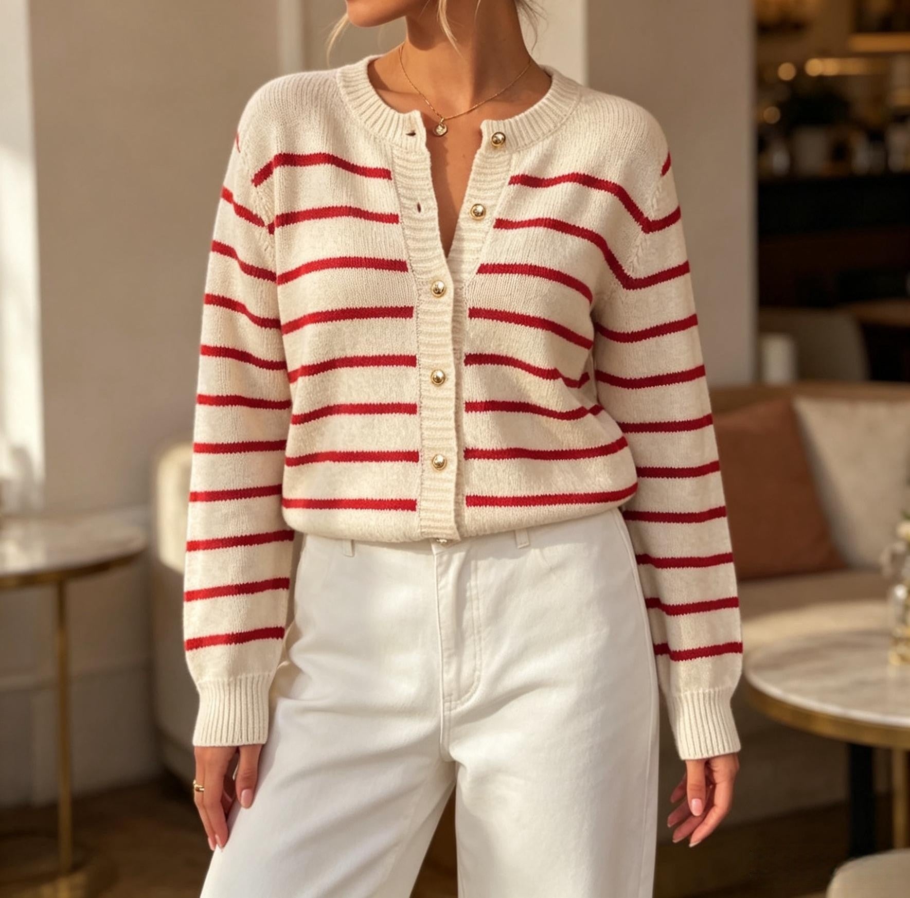 Women's Loose Fit Knit Sweater - Round Neck Long Sleeve