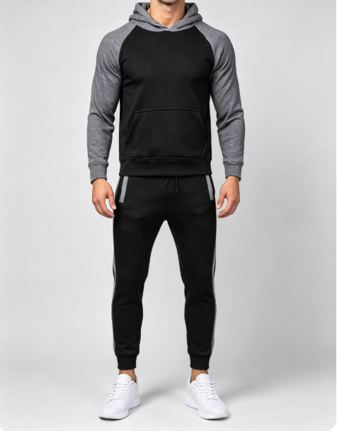 Men's Color-Block Hoodie & Striped Pants Set - Six Colors