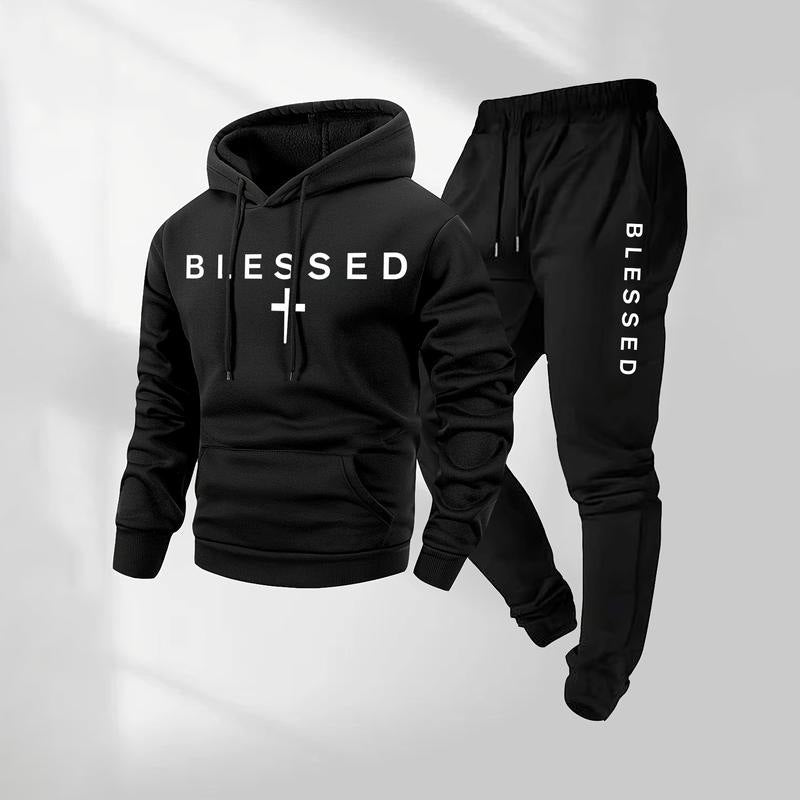 Men's Blessed Graphic Hoodie & Jogger Pants Set - 11 Colors