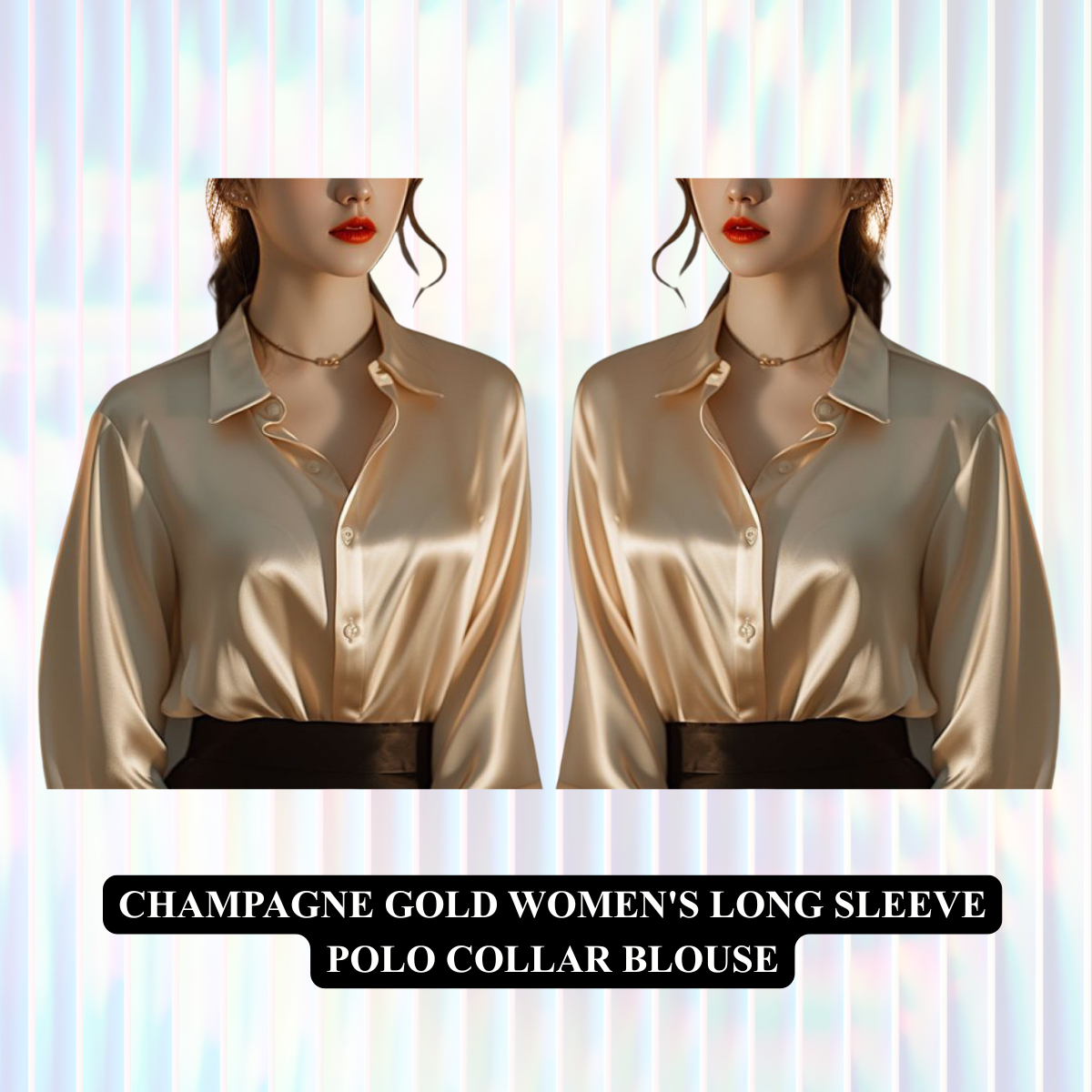 Women's Long Sleeve Polo Collar Blouse