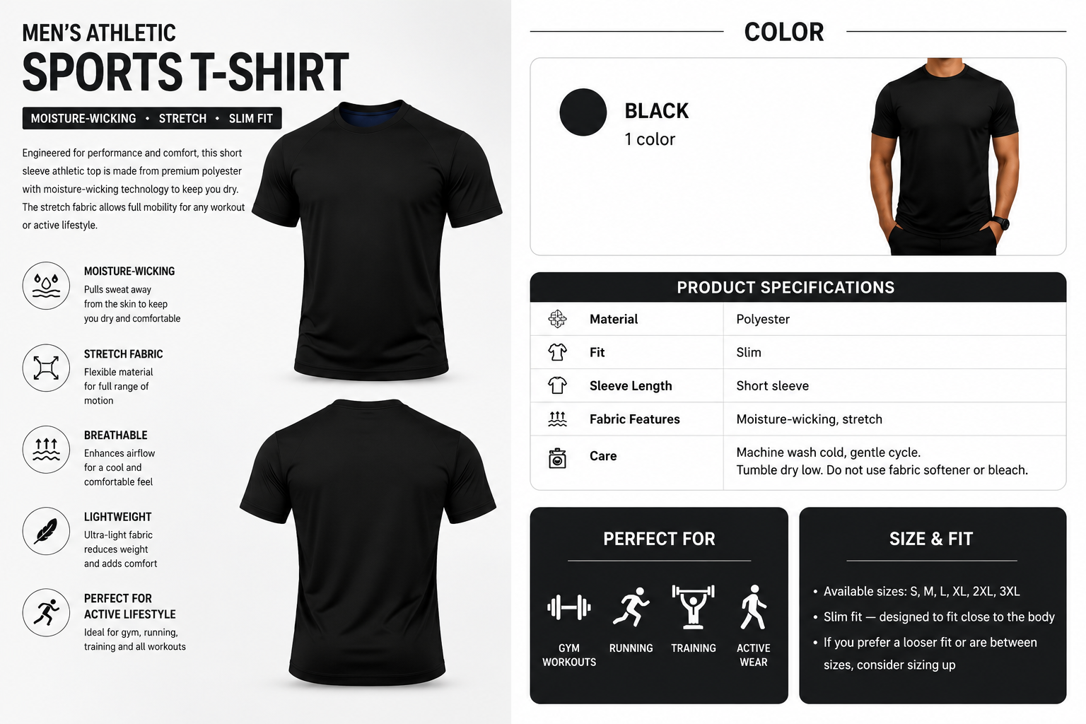 Men's Workout T-Shirt – Moisture Wicking Short Sleeve