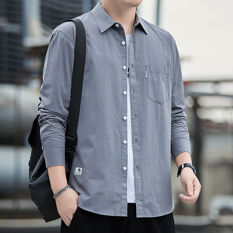 Men's Cotton-Blend Casual Shirt - Regular Fit, Turn-Down Collar