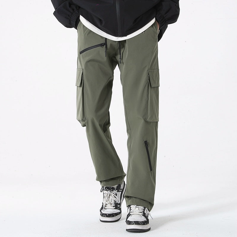 Men's Drawstring Cargo Pants - Loose Straight Leg, M-5XL