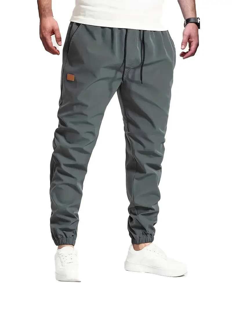 Men's Drawstring Cargo Pants - Tapered Hem, Low Rise