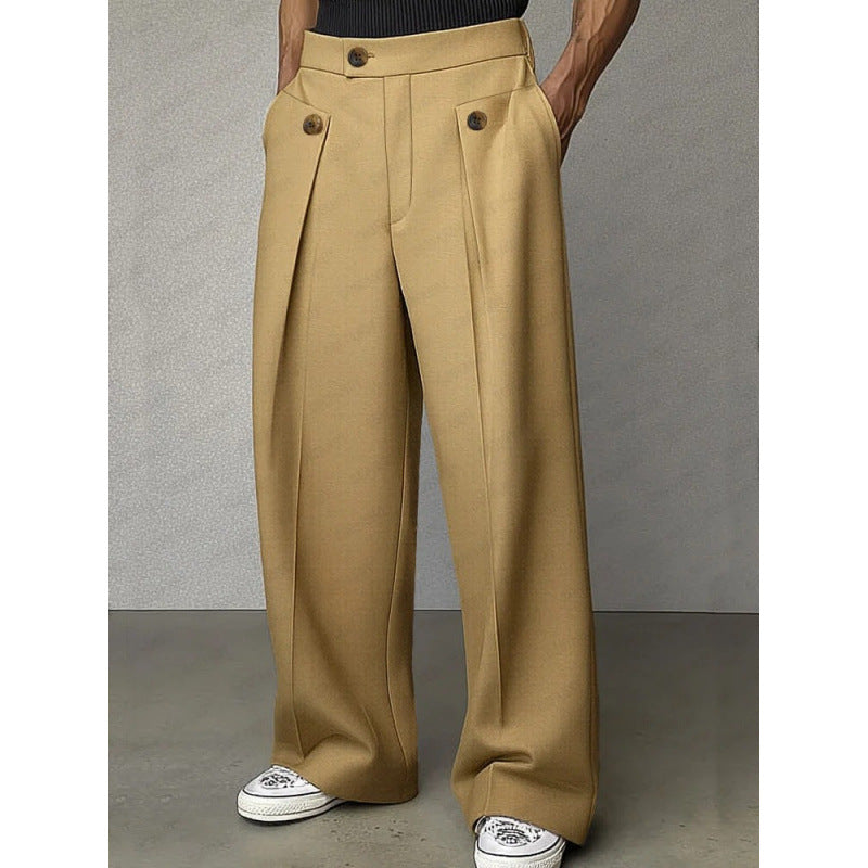 Men's Polyester Casual Trousers - Loose Straight Fit