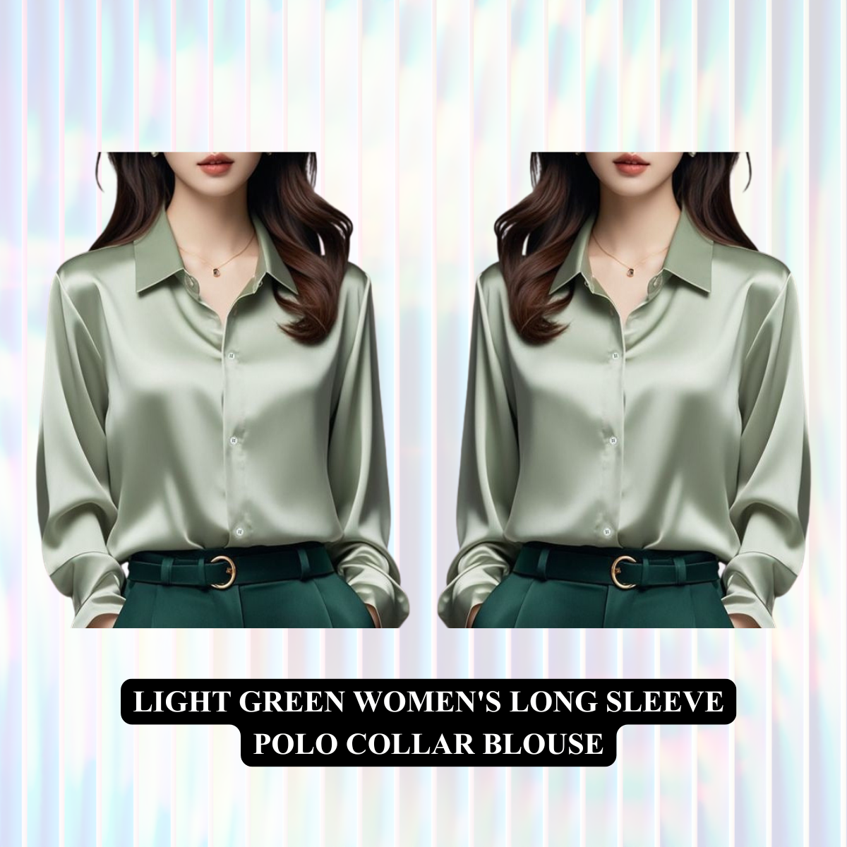 Women's Long Sleeve Polo Collar Blouse