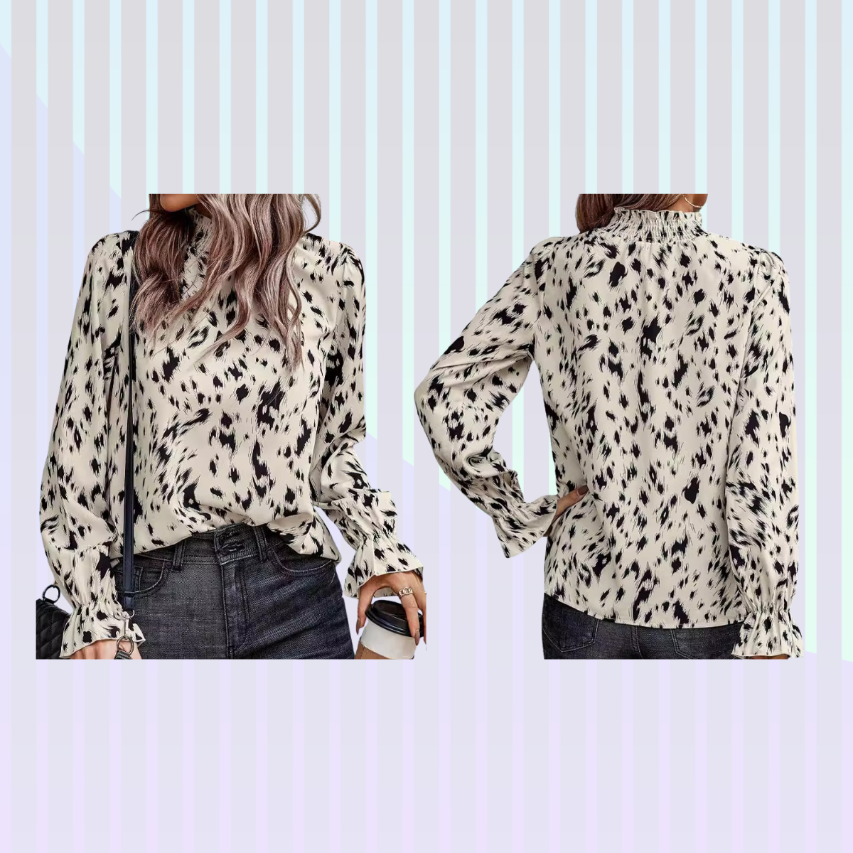 Women's Long Sleeve Turtleneck Shirt – Slim Fit Stretch Top