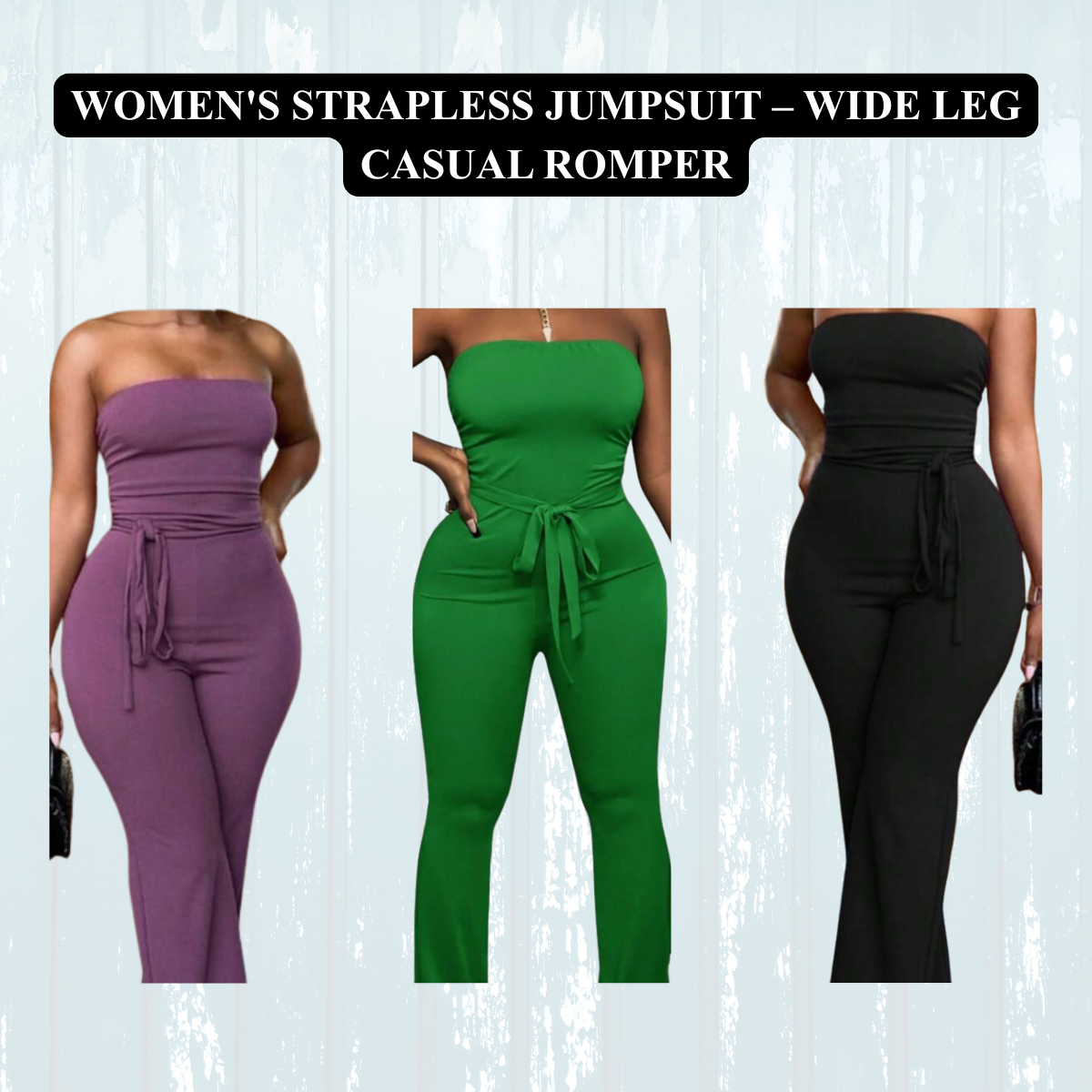 Women's Strapless Jumpsuit – Wide Leg Casual Romper
