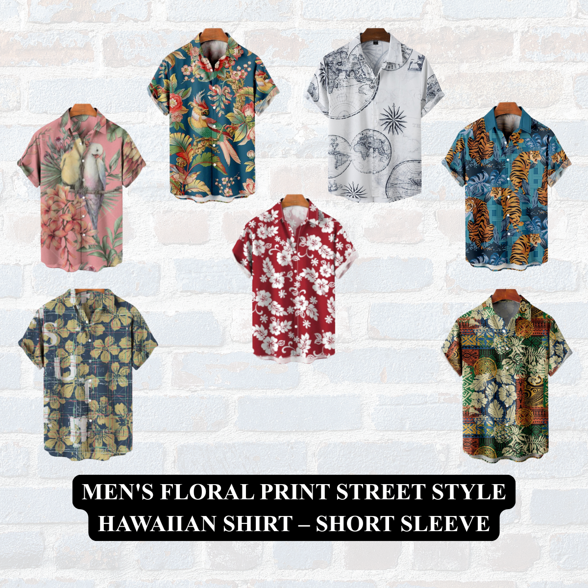 Men's Floral Print Street Style Hawaiian Shirt – Short Sleeve