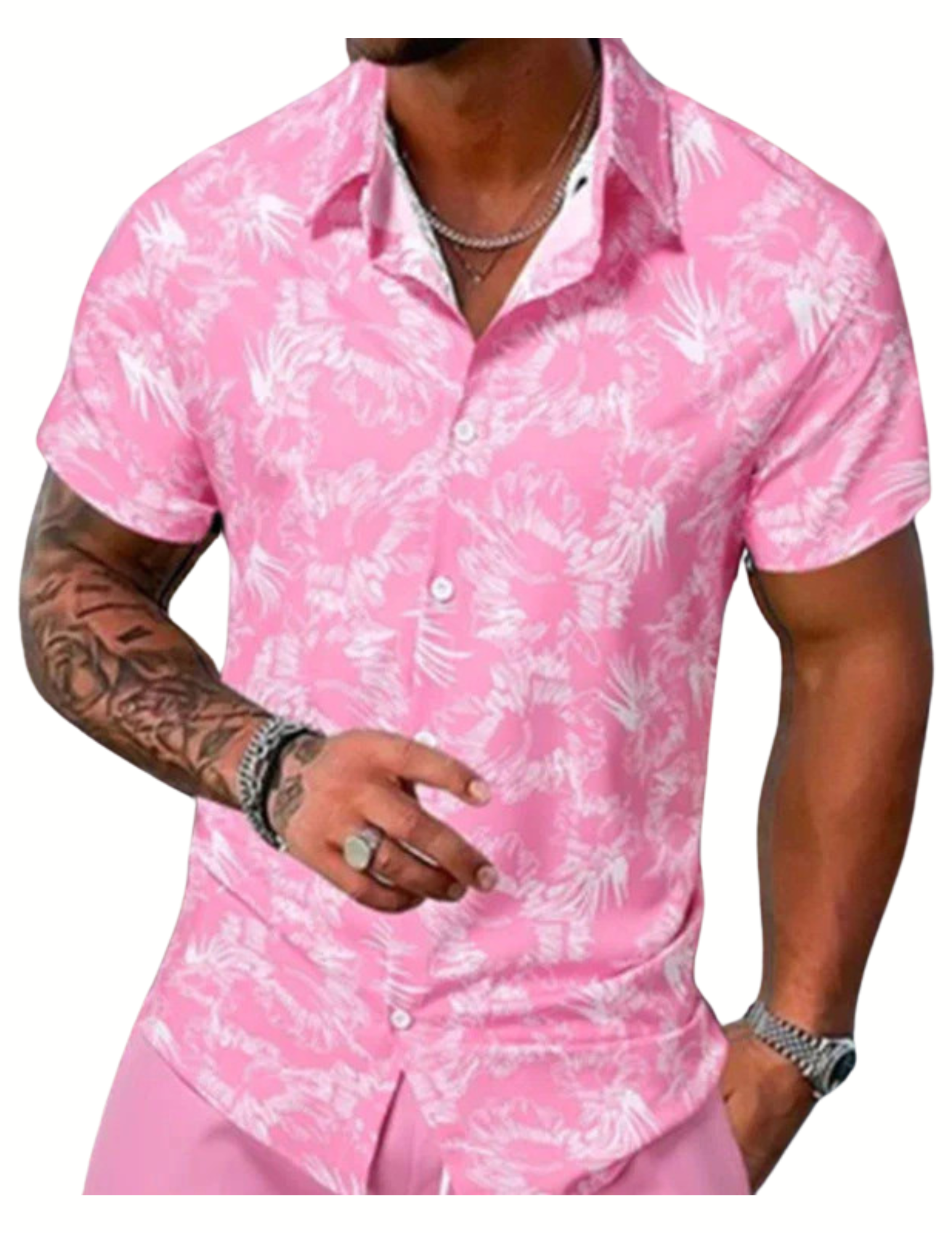 Men's Lapel Collar Short Sleeve & Shorts Outfit