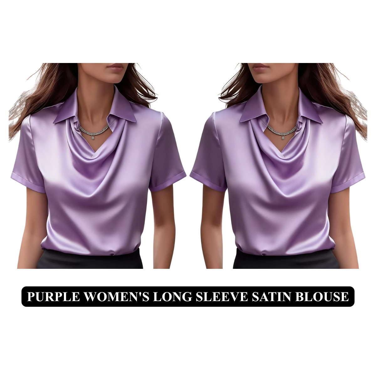 Women's Long Sleeve Satin Blouse – Boat Neck Imitation Silk Top