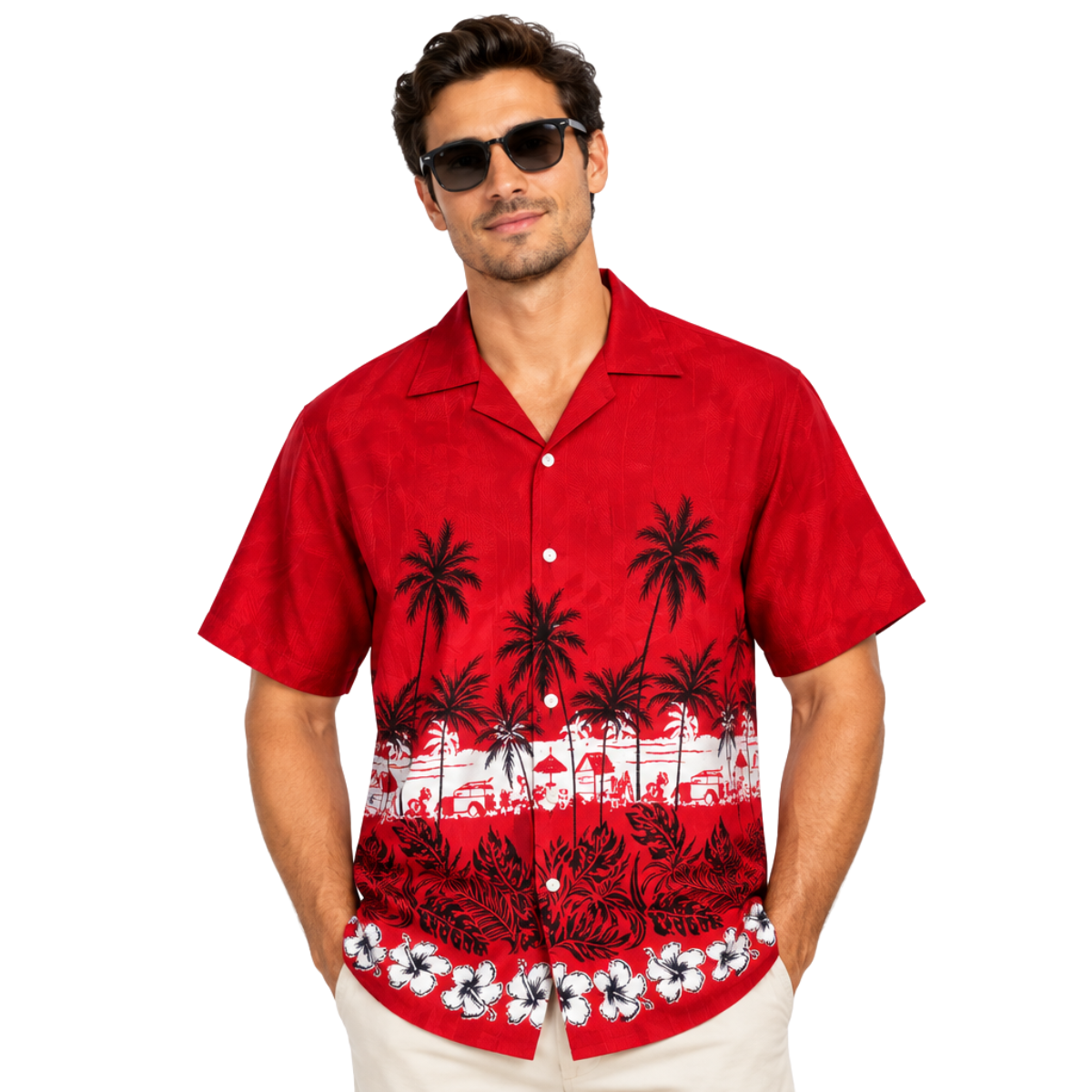 Men's Loose Fit Hawaiian Shirt - 3D Print Color Block Short Sleeve