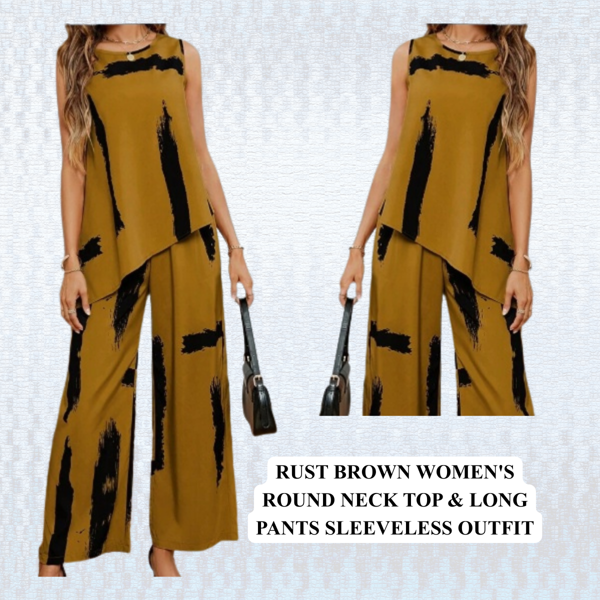 Women's Round Neck Top & Long Pants Sleeveless Outfit
