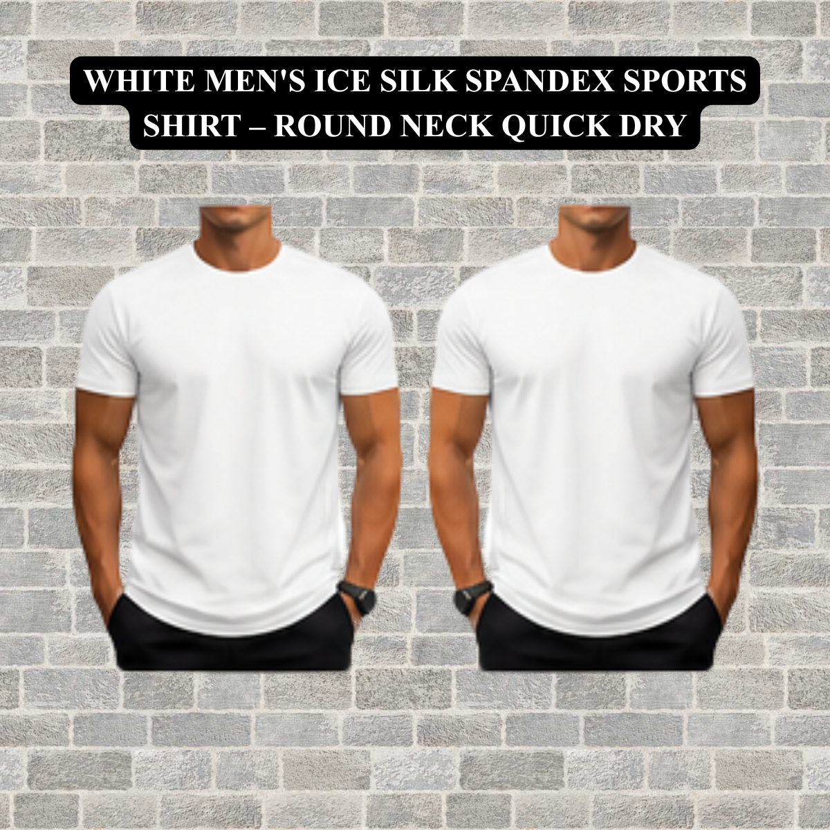 Men's Ice Silk Spandex Sports Shirt – Round Neck Quick Dry
