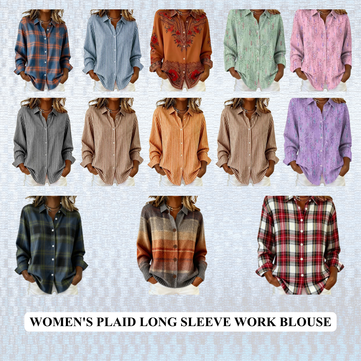 Women's Plaid Long Sleeve Work Blouse