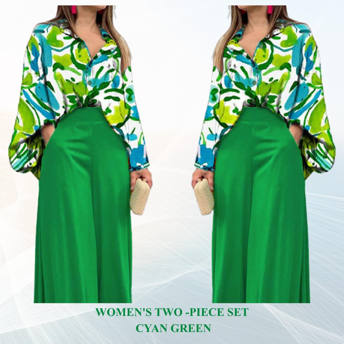 Women's Printed Shirt & Wide Leg Pants Set