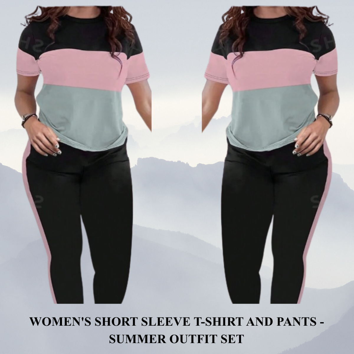 Women's Short Sleeve T-Shirt & Pants Summer Outfit Set