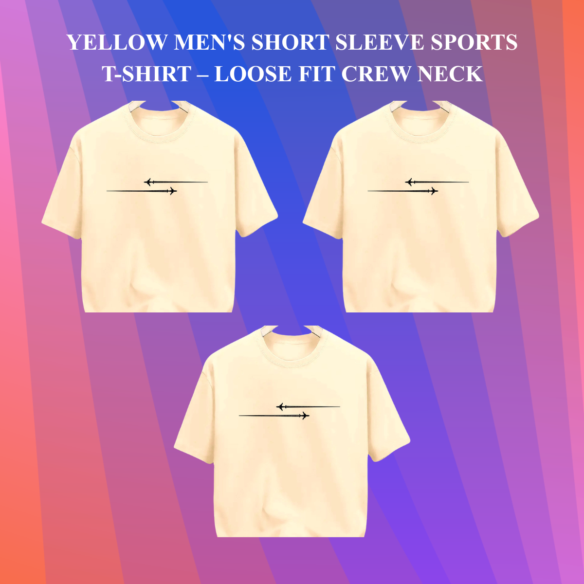 Men's Short sleeve Sports T-Shirt – Loose Fit Crew Neck