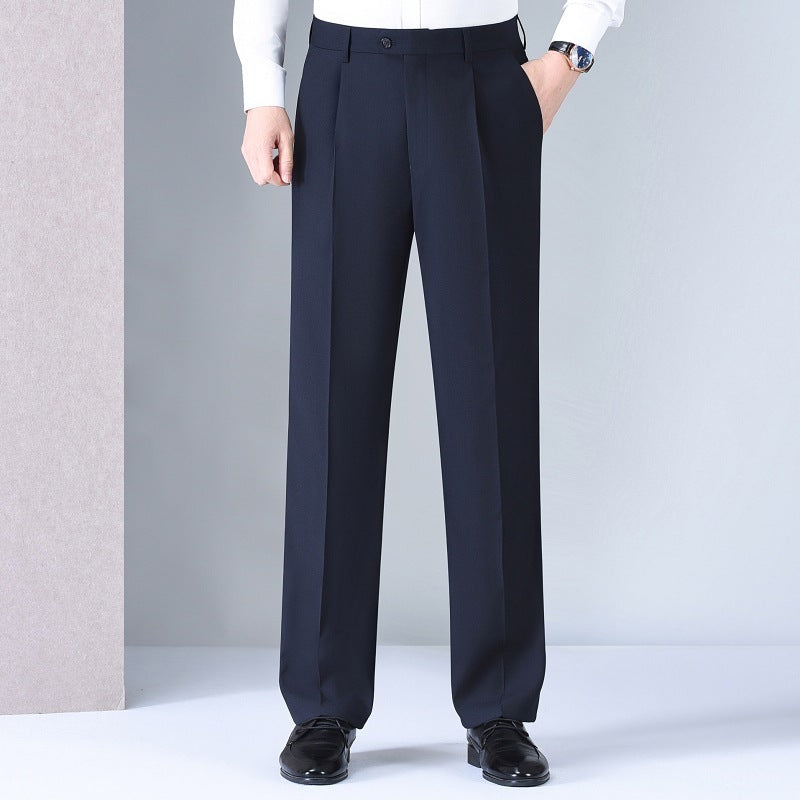 Men's Mulberry Silk Suit Pants | Luxury Loose Fit Pleated Trousers