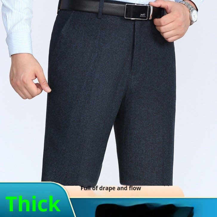 Men's Comfort Fit Suit Pants | Loose Straight Leg High Waist Trousers