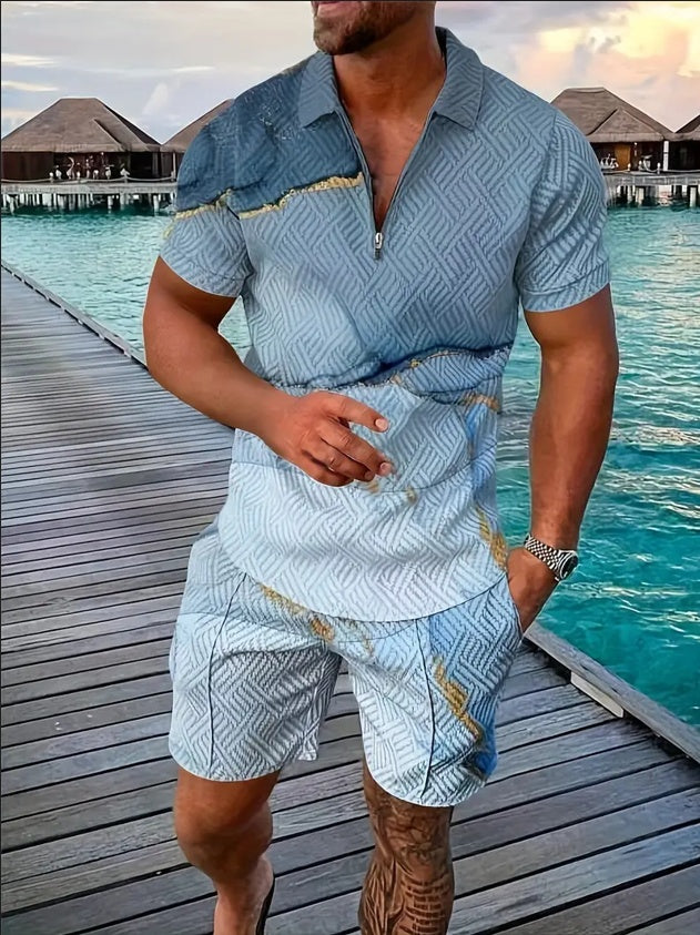 Men's Polo & Shorts Set | Sports Short Sleeve Outfit