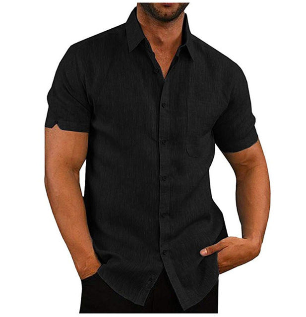 Men's Summer Short Sleeve Shirt | Casual Loose Fit Solid Tee