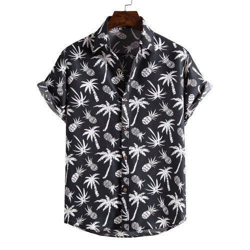 Men's Short Sleeve Floral Hawaiian Shirt – Slim Fit Beach Top