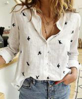 Women’s Lapel Cotton Linen Shirt