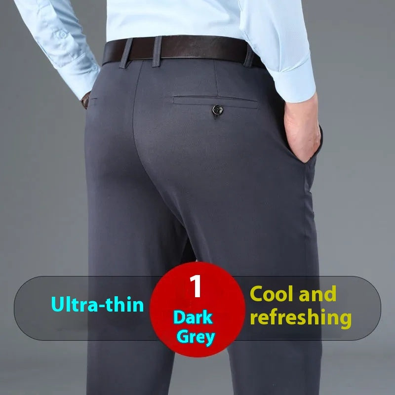 Men's Stretch Business Pants | Non-Iron Straight Leg Dress Trousers