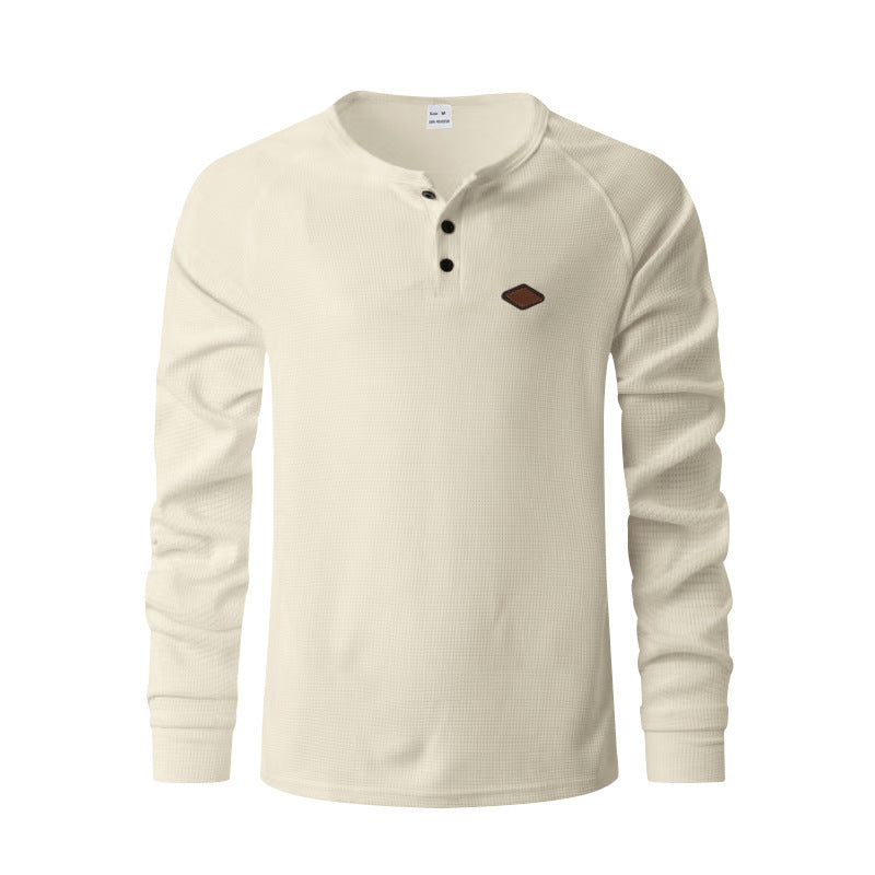 Men's Waffle Henley | Buckle Detail Quick-Dry Long Sleeve