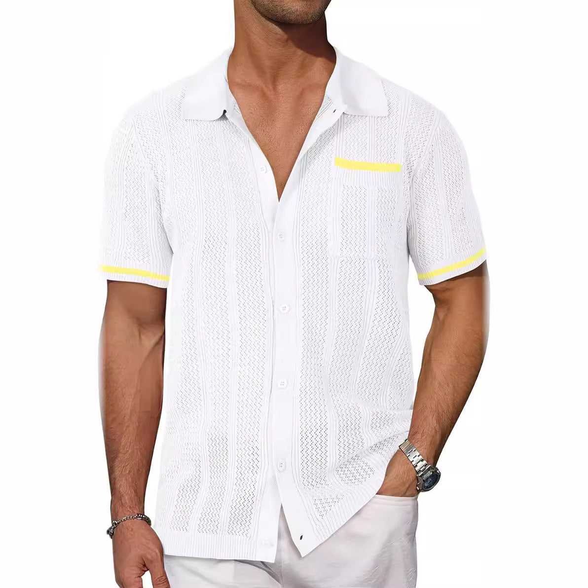 Men’s Short Sleeve Summer Cardigan Shirt
