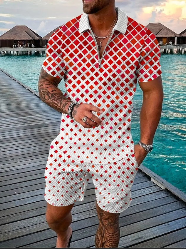 Men's Polo & Shorts Set | Sports Short Sleeve Outfit