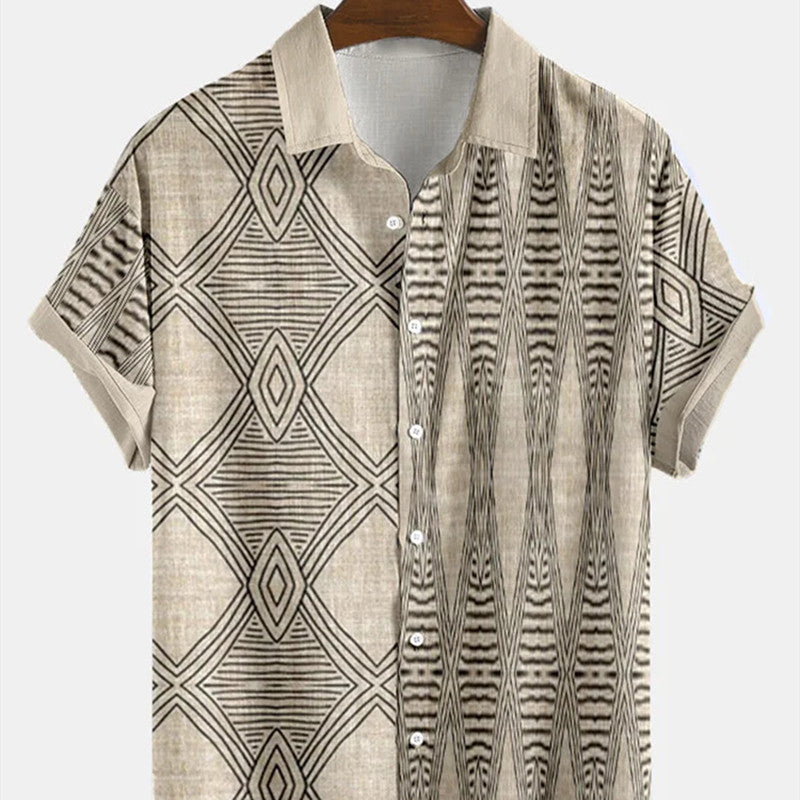 Men's 3D Print Loose Fit Hawaiian Shirt – Lapel Collar Short Sleeve