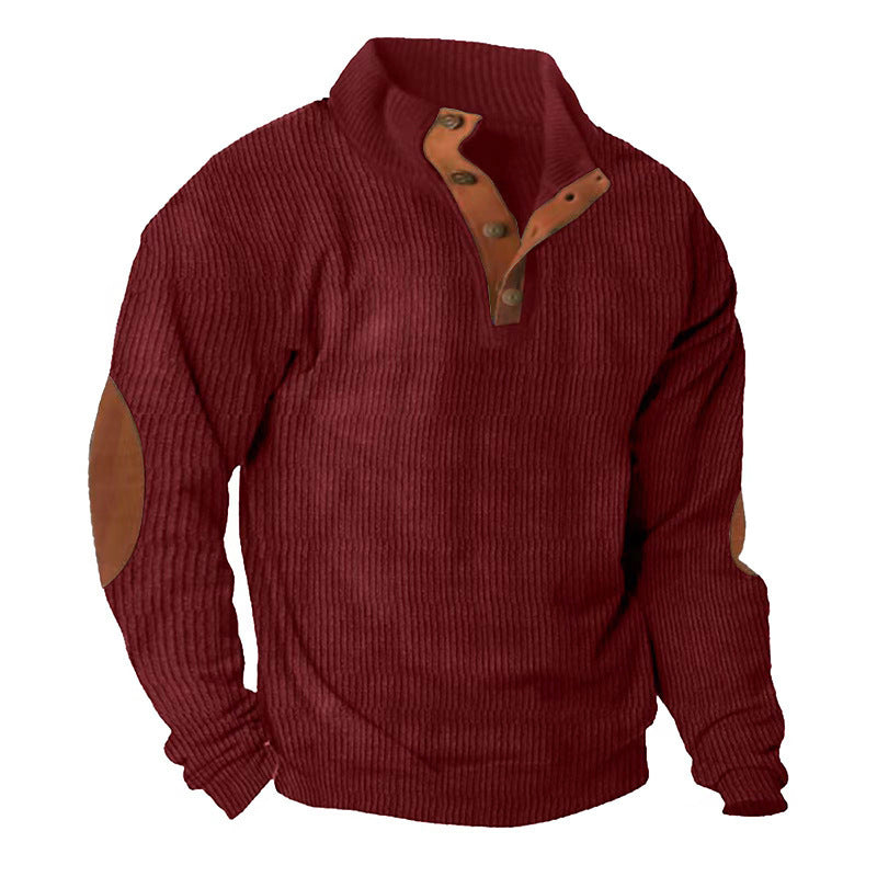Men's Corduroy Stand Collar Sweater | Casual Long Sleeve Pullover