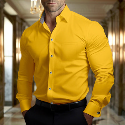 Men's Slim Fit Lapel Shirt | Long Sleeve Digital Print Top