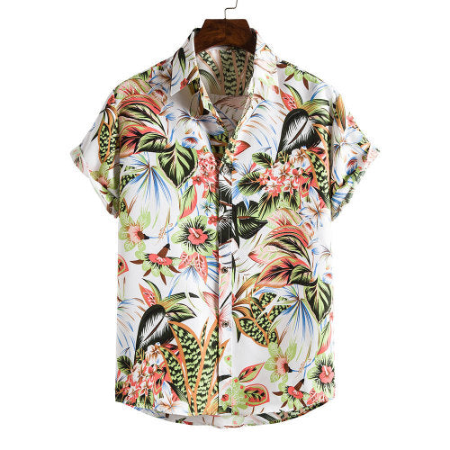 Men's Short Sleeve Floral Hawaiian Shirt – Slim Fit Beach Top