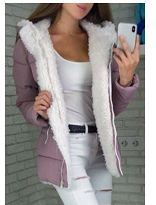 Women’s Hooded Fleece-Lined Cardigan Coat – Warm Cotton Jacket