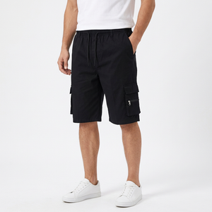 Black work shorts on a male model