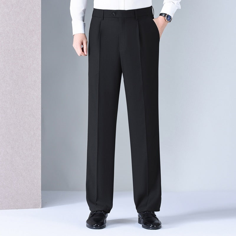 Men's Mulberry Silk Suit Pants | Luxury Loose Fit Pleated Trousers