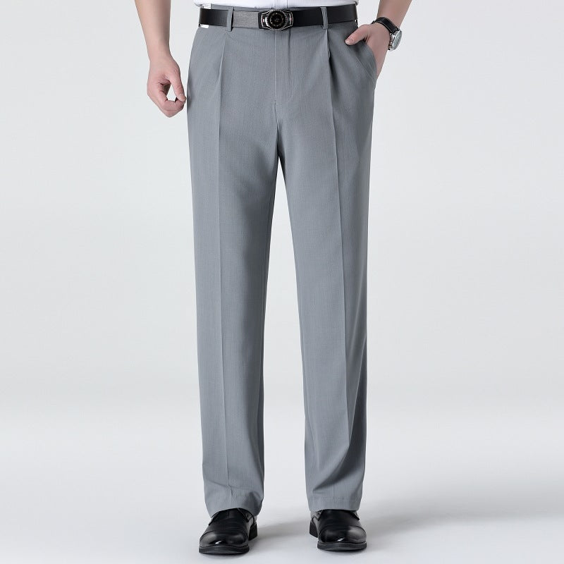 Men's Mulberry Silk Suit Pants | Luxury Loose Fit Pleated Trousers