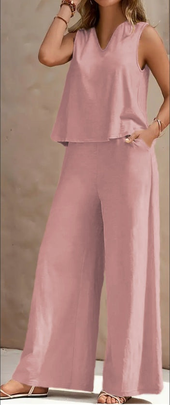 Women's Denim Look Knit Set | Shirt Collar Top & Pants Outfit